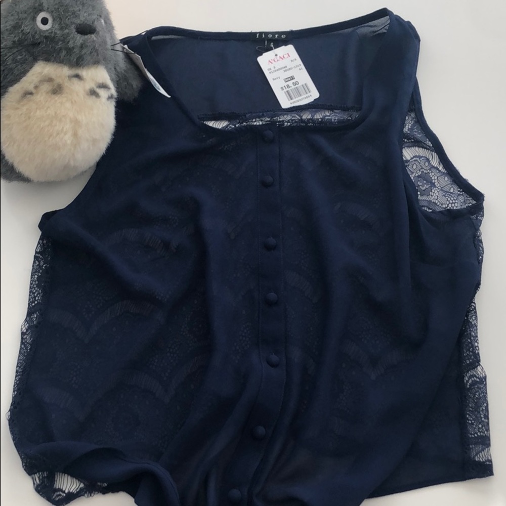 🍪🍪Agaci crop top front tie navy NWT